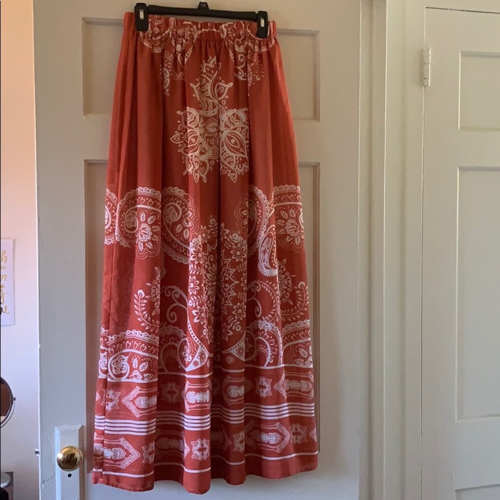 Orange and White Maxi Skirt | Size M